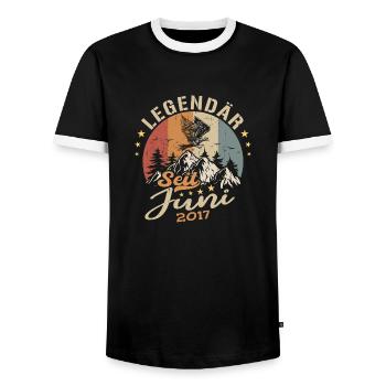Legendär seit Juni 2017 - Geburtstag 2017 - Männer Kontrast-T-Shirt - Schwarz/Weiß - Vorne - AI Model Female 172 light (172cm) & AI Model Male 178 light (178cm)
