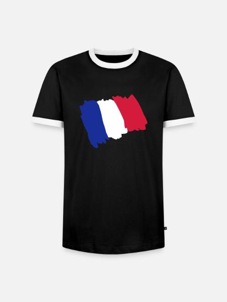 Drapeau de France dessin - T-shirt contrasté Homme - noir/blanc