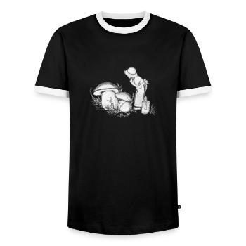 Herbst - Männer Kontrast-T-Shirt - Schwarz/Weiß - Vorne - AI Model Female 172 light (172cm) & AI Model Male 178 light (178cm)
