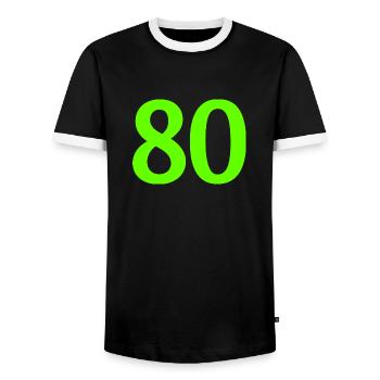 Numéro 80 - T-shirt contrasté Homme - noir/blanc - Devant - AI Model Female 172 light (172cm) & AI Model Male 178 light (178cm)