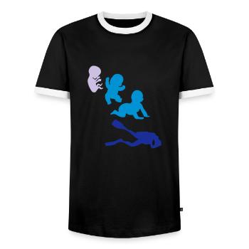 evolution homme human sport plonge diver - T-shirt contrasté Homme - noir/blanc - Devant - AI Model Female 172 light (172cm) & AI Model Male 178 light (178cm)