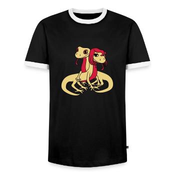 paar paerchen liebe 2 freunde verliebt frau weibli - Männer Kontrast-T-Shirt - Schwarz/Weiß - Vorne - AI Model Female 172 light (172cm) & AI Model Male 178 light (178cm)
