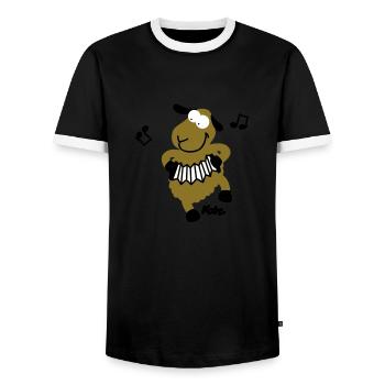 sheep (c) - Men's Ringer Shirt - black/white - Front - AI Model Female 172 light (172cm) & AI Model Male 178 light (178cm)