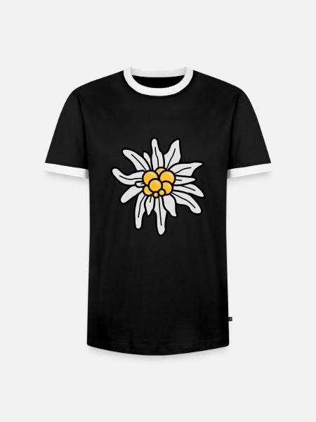 Edelweiss - Männer Kontrast-T-Shirt - Schwarz/Weiß