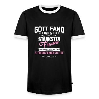 STEUERFACHANGESTELLTE - Männer Kontrast-T-Shirt - Schwarz/Weiß - Vorne - AI Model Female 172 light (172cm) & AI Model Male 178 light (178cm)