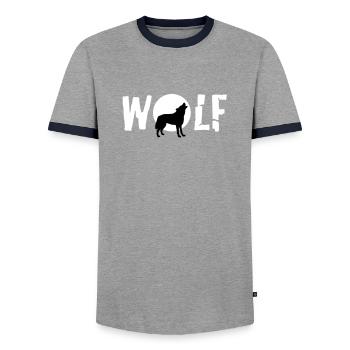 wolf_092011_c_2c - T-shirt contrasté Homme - gris/marine  - Devant - AI Model Female 172 light (172cm) & AI Model Male 178 light (178cm)