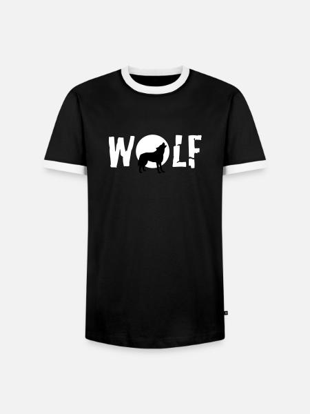 wolf_092011_c_2c - Men's Ringer Shirt - black/white
