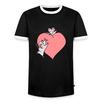 großes Herz - Männer Kontrast-T-Shirt - Schwarz/Weiß - Vorne - AI Model Female 172 light (172cm) & AI Model Male 178 light (178cm)