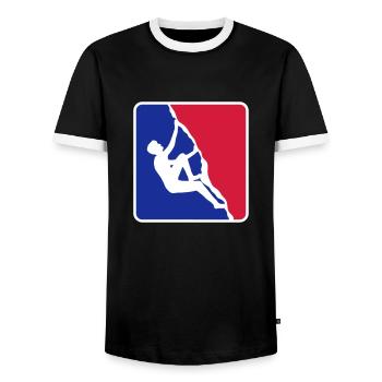 square red blue logo freeclimber summit k - Men's Ringer Shirt - black/white - Front - AI Model Female 172 light (172cm) & AI Model Male 178 light (178cm)