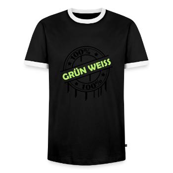 100_gruen_weiss - Männer Kontrast-T-Shirt - Schwarz/Weiß - Vorne - AI Model Female 172 light (172cm) & AI Model Male 178 light (178cm)