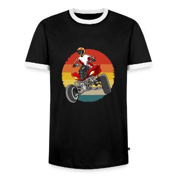 Quad vintage quad rider offroad biker - Men's Ringer Shirt - black/white - Front - AI Model Female 172 light (172cm) & AI Model Male 178 light (178cm)