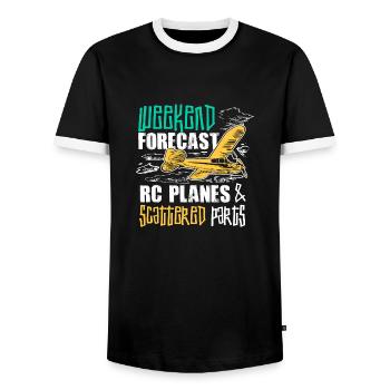 RC Airplane Gift for an RC Pilot - Men's Ringer Shirt - black/white - Front - AI Model Female 172 light (172cm) & AI Model Male 178 light (178cm)