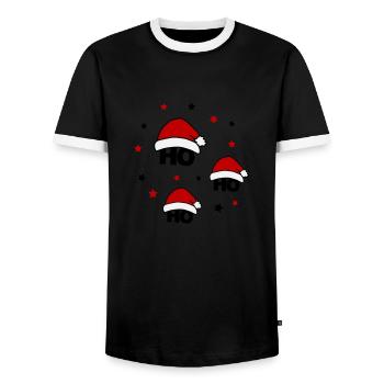 ho ho ho 02 - T-shirt contrasté Homme - noir/blanc - Devant - AI Model Female 172 light (172cm) & AI Model Male 178 light (178cm)