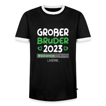 Großer Bruder 2023 Loading Herz - Männer Kontrast-T-Shirt - Schwarz/Weiß - Vorne - AI Model Female 172 light (172cm) & AI Model Male 178 light (178cm)