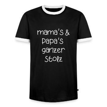 mama papa Eltern stolz Kinder babys Schrift - Männer Kontrast-T-Shirt - Schwarz/Weiß - Vorne - AI Model Female 172 light (172cm) & AI Model Male 178 light (178cm)