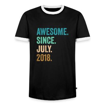 Awesome Since July 2018 4. Geburtstag - Männer Kontrast-T-Shirt - Schwarz/Weiß - Vorne - AI Model Female 172 light (172cm) & AI Model Male 178 light (178cm)