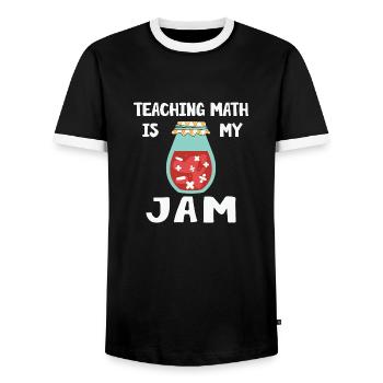 Math Teacher Teaching is my Jam - Men's Ringer Shirt - black/white - Front - AI Model Female 172 light (172cm) & AI Model Male 178 light (178cm)