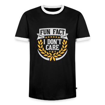 I dont care fact - Männer Kontrast-T-Shirt - Schwarz/Weiß - Vorne - AI Model Female 172 light (172cm) & AI Model Male 178 light (178cm)