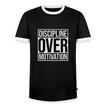 Citation de discipline sur la motivation - T-shirt contrasté Homme - noir/blanc - Devant - AI Model Female 172 light (172cm) & AI Model Male 178 light (178cm)