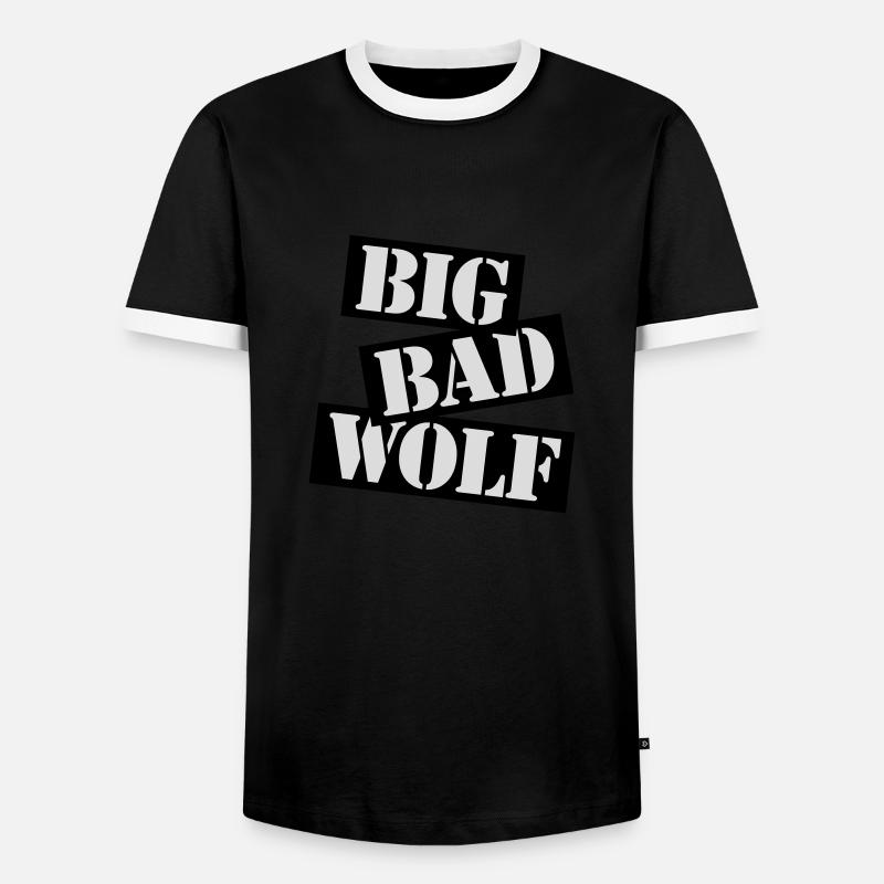 big bad wolf Zitat - Männer Kontrast-T-Shirt - Schwarz/Weiß