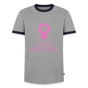 Baby Ankündigung - Mädchen - Schwangerschaft - Männer Kontrast-T-Shirt - Grau/Navy  - Vorne - AI Model Female 172 light (172cm) & AI Model Male 178 light (178cm)
