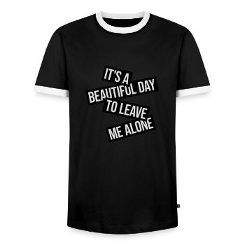 leave me alone day - Men's Ringer Shirt - black/white - Front - AI Model Female 172 light (172cm) & AI Model Male 178 light (178cm)