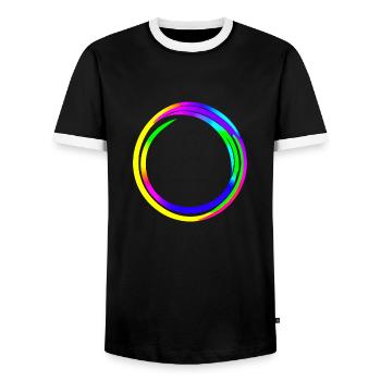 Rainbow dégradé coloré cool rétro tendance Art 4 - T-shirt contrasté Homme - noir/blanc - Devant - AI Model Female 172 light (172cm) & AI Model Male 178 light (178cm)