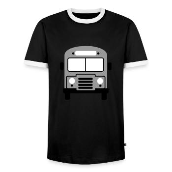 Bus - Männer Kontrast-T-Shirt - Schwarz/Weiß - Vorne - AI Model Female 172 light (172cm) & AI Model Male 178 light (178cm)
