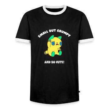 Small but grumpy - Men's Ringer Shirt - black/white - Front - AI Model Female 172 light (172cm) & AI Model Male 178 light (178cm)