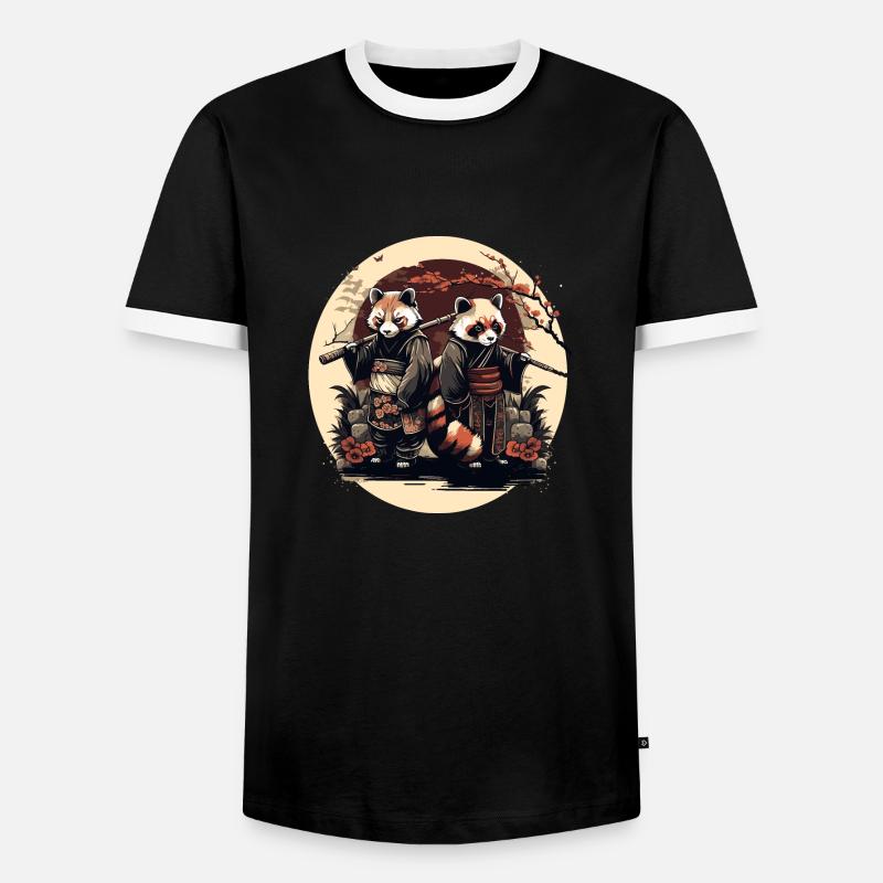Roter Panda 7 - Männer Kontrast-T-Shirt - Schwarz/Weiß