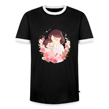 Fête des mères - T-shirt contrasté Homme - noir/blanc - Devant - AI Model Female 172 light (172cm) & AI Model Male 178 light (178cm)