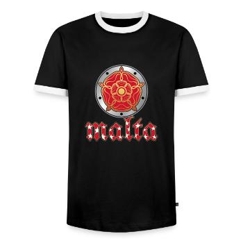 BOUCLIER MÉTALLIQUE DE MALTE - T-shirt contrasté Homme - noir/blanc - Devant - AI Model Female 172 light (172cm) & AI Model Male 178 light (178cm)