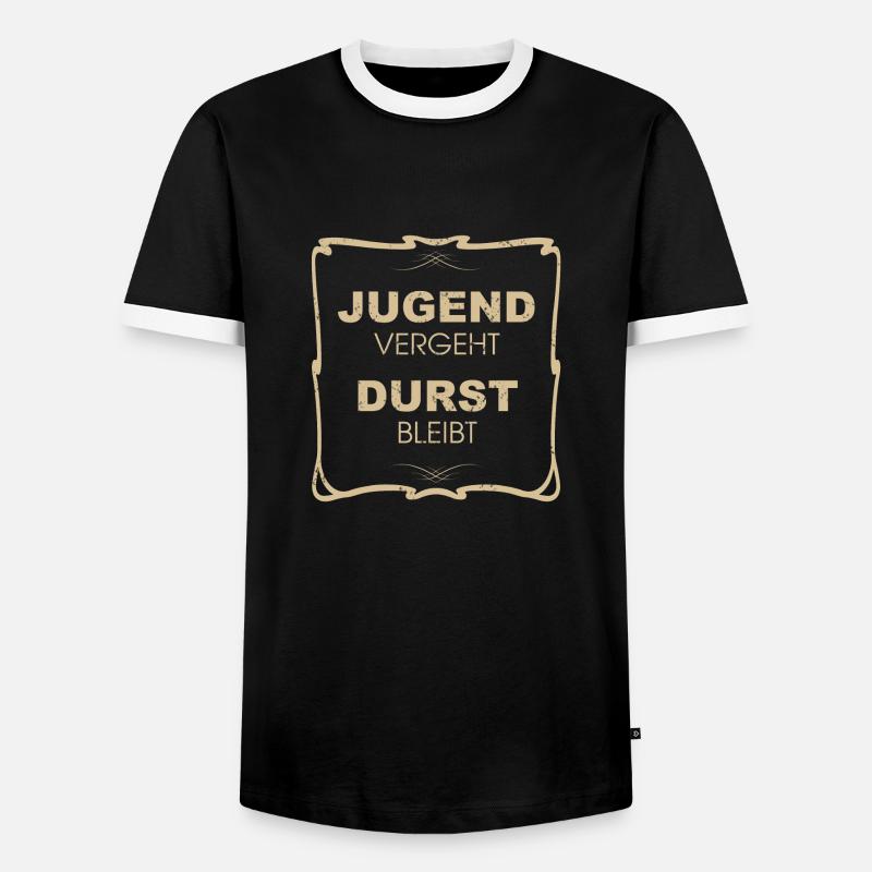 Jugend vergeht, Durst bleibt! - Männer Kontrast-T-Shirt - Schwarz/Weiß