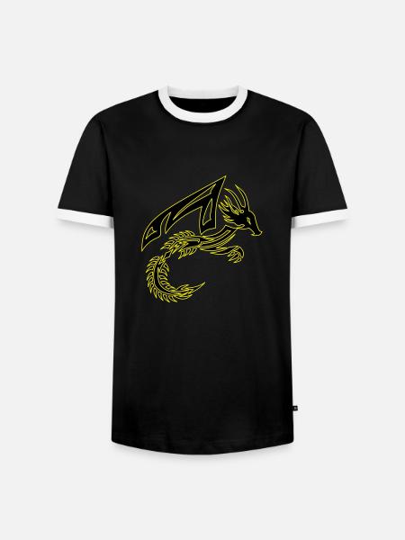 Tribal Black and Yellow Dragon - Men's Ringer Shirt - black/white
