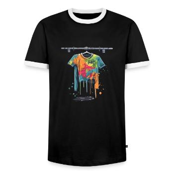 Chemise graffiti - T-shirt contrasté Homme - noir/blanc - Devant - AI Model Female 172 light (172cm) & AI Model Male 178 light (178cm)