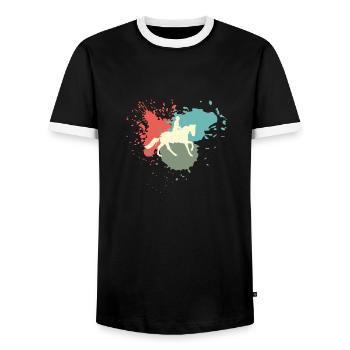 Equestrian Retro Equestrian Equestrian - Men's Ringer Shirt - black/white - Front - AI Model Female 172 light (172cm) & AI Model Male 178 light (178cm)