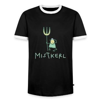 Kerl mit Mistgabel (b) - Männer Kontrast-T-Shirt - Schwarz/Weiß - Vorne - AI Model Female 172 light (172cm) & AI Model Male 178 light (178cm)