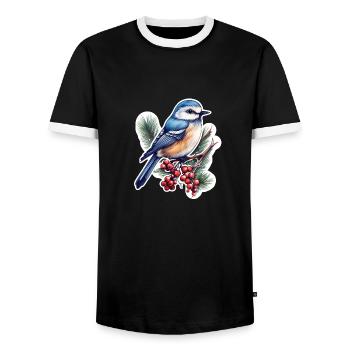 Spechtmeise Kleiber - Männer Kontrast-T-Shirt - Schwarz/Weiß - Vorne - AI Model Female 172 light (172cm) & AI Model Male 178 light (178cm)