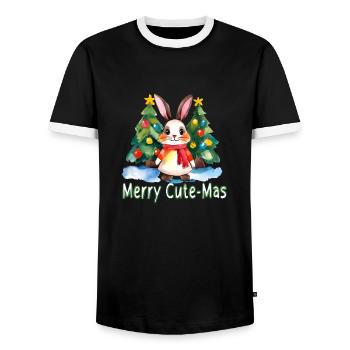 Joyeux lapin mignon - T-shirt contrasté Homme - noir/blanc - Devant - AI Model Female 172 light (172cm) & AI Model Male 178 light (178cm)