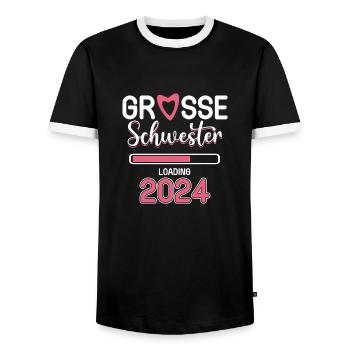 Grande soeur 2024 - T-shirt contrasté Homme - noir/blanc - Devant - AI Model Female 172 light (172cm) & AI Model Male 178 light (178cm)