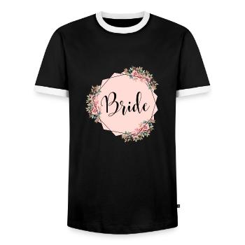 Team Bride Hen Party - Men's Ringer Shirt - black/white - Front - AI Model Female 172 light (172cm) & AI Model Male 178 light (178cm)
