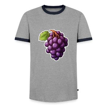 Grapevines dark - Men's Ringer Shirt - grey/navy  - Front - AI Model Female 172 light (172cm) & AI Model Male 178 light (178cm)