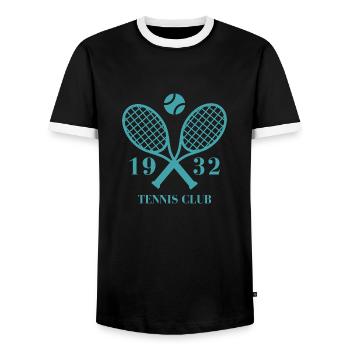 1932 Tennisclub - Männer Kontrast-T-Shirt - Schwarz/Weiß - Vorne - AI Model Female 172 light (172cm) & AI Model Male 178 light (178cm)