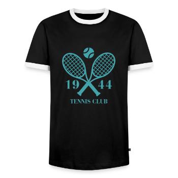 1944 Tennisclub - Männer Kontrast-T-Shirt - Schwarz/Weiß - Vorne - AI Model Female 172 light (172cm) & AI Model Male 178 light (178cm)