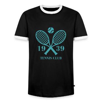 1939 Tennisclub - Männer Kontrast-T-Shirt - Schwarz/Weiß - Vorne - AI Model Female 172 light (172cm) & AI Model Male 178 light (178cm)