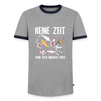 Keine Zeit Mein Volk Braucht Mich Koi Karpfen - Männer Kontrast-T-Shirt - Grau/Navy  - Vorne - AI Model Female 172 light (172cm) & AI Model Male 178 light (178cm)