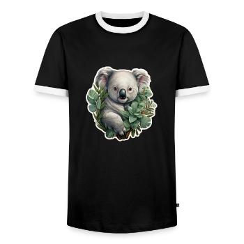 Koala with eucalyptus - Men's Ringer Shirt - black/white - Front - AI Model Female 172 light (172cm) & AI Model Male 178 light (178cm)