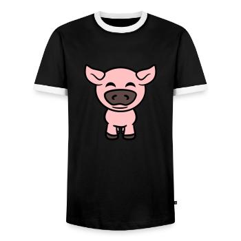 Petit Cochon Mignon Cochon Animal Amour - T-shirt contrasté Homme - noir/blanc - Devant - AI Model Female 172 light (172cm) & AI Model Male 178 light (178cm)