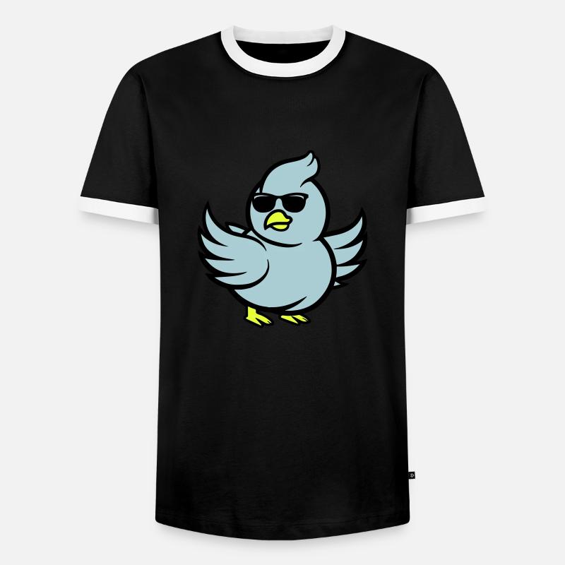 taube comic sonnenbrille - Männer Kontrast-T-Shirt - Schwarz/Weiß