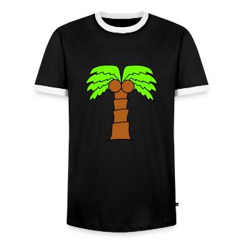 Palm Tree Island Tree Beach Holiday Coconut Sea Cool - Men's Ringer Shirt - black/white - Front - AI Model Female 172 light (172cm) & AI Model Male 178 light (178cm)
